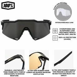 100% Speedcraft Sport Performance Baseball Sunglasses HD Interchangeable Lens (Soft Tact Black - Smoke Lens) -Jerseys Sales 100 60007 00001 blksmkinfographic2 5