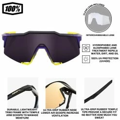 100% Speedcraft Sport Performance Baseball Sunglasses HD Interchangeable Lens (Dark Purple Lens) -Jerseys Sales 100 60007 00003 dkpurpleinfographic2.1