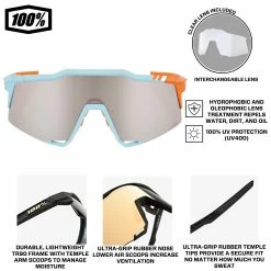 100% Speedcraft Sport Performance Baseball Sunglasses HD Interchangeable Lens (Two Tone - Silver Mirror Lens) -Jerseys Sales 100 60007 00016 silverinfographic2 1