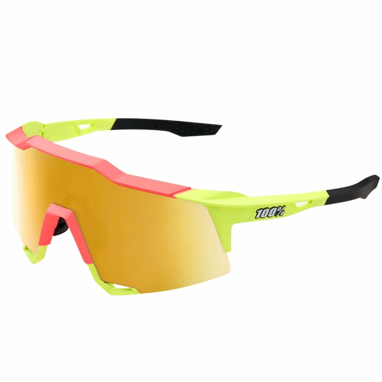 100% Speedcraft Sport Performance Baseball Sunglasses HD Interchangeable Lens (Matte Neon Yellow - Flash Gold Mirror Lens) 3 100% Speedcraft Sport Performance Baseball Sunglasses HD Interchangeable Lens (Matte Neon Yellow - Flash Gold Mirror Lens)