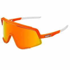 100% Glendale Xtreme Sports Performance Sunglasses W Interchangeable Lenses (Soft Tact Neon Orange - Hiper Red Multilayer Mirror Lens)