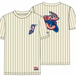 Jacksonville Jumbo Shrimp New Era Cream Pinstriped Retro Jersey Tee