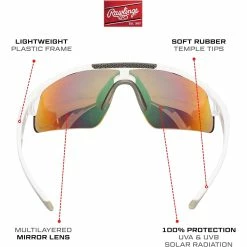 Rawlings Adult Shield Baseball Sunglasses Lightweight Sports Sun Glasses For Running, Softball, Rowing, Cycling (White/Gray) -Jerseys Sales 61aftki8 ol. ac ul1500