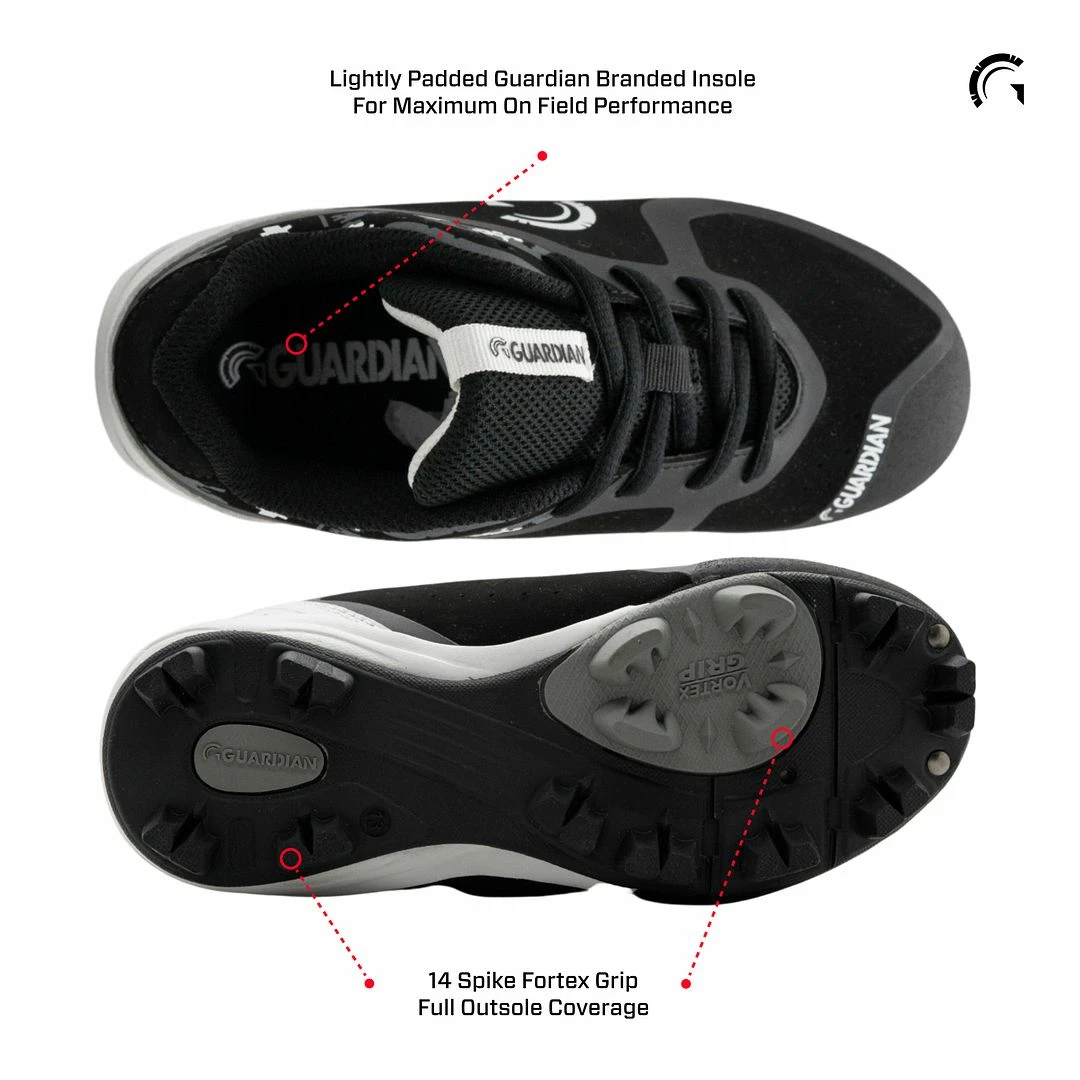 Guardian Baseball Guardian Blaze Boys Girls Little League Low Rubber Baseball Cleats (Black/Grey/White) 10 Guardian Baseball Guardian Blaze Boys Girls Little League Low Rubber Baseball Cleats (Black/Grey/White) - Image 8