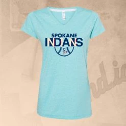 Bimm Ridder Spokane Indians Ladies V-Neck Mob Caribbean Melange Tee