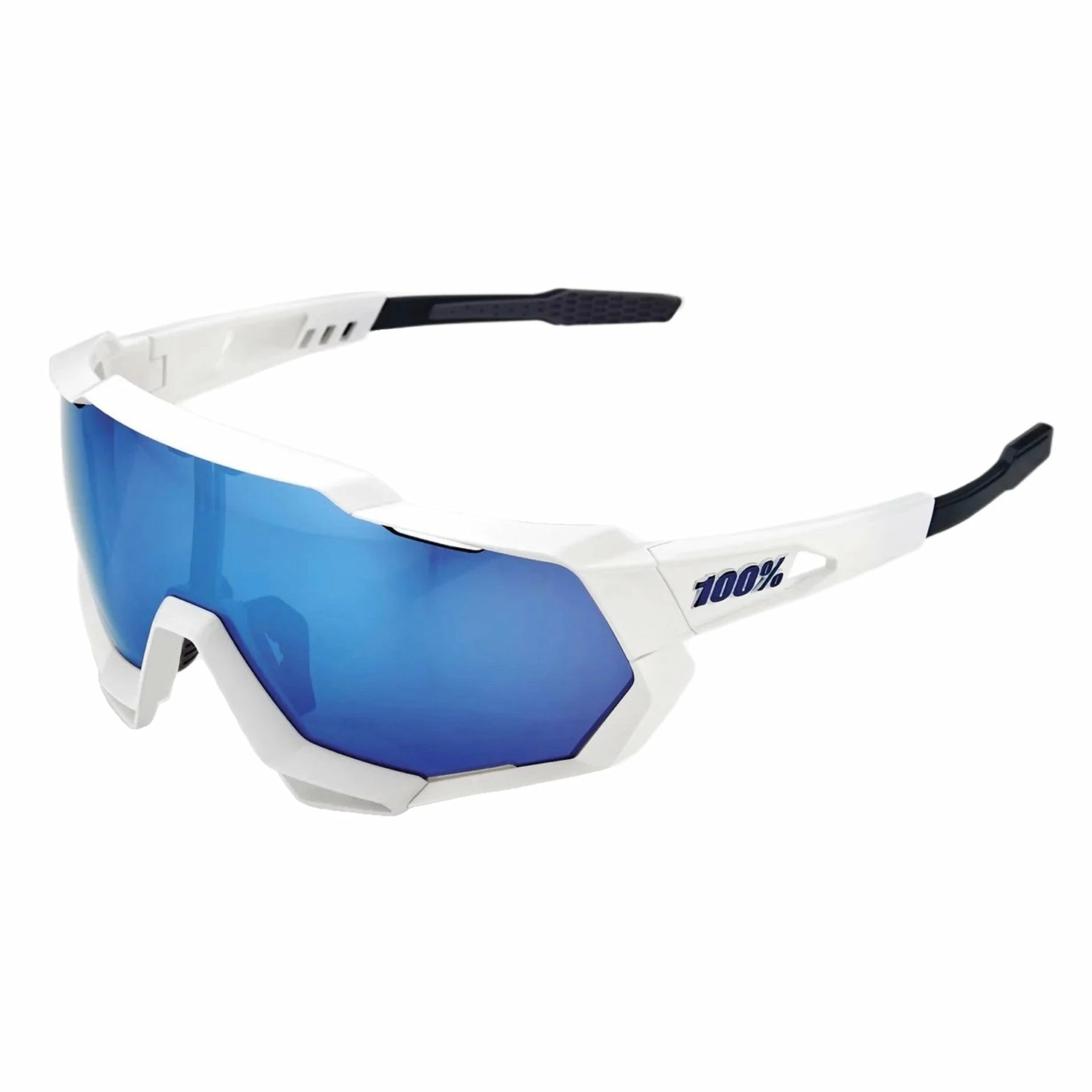 100% Speedtrap Xtreme Sports Performance Sunglasses W Interchangeable Lenses, Matte White - Hiper Blue Multilayer Mirror Lens 3 100% Speedtrap Xtreme Sports Performance Sunglasses W Interchangeable Lenses, Matte White - Hiper Blue Multilayer Mirror Lens