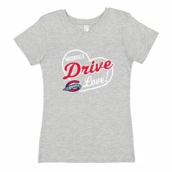 Greenville Drive Soft As A Grape Girls Grey Vneck Heart Tee