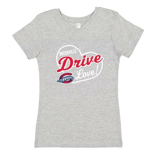 Greenville Drive Soft As A Grape Girls Grey Vneck Heart Tee 3 Greenville Drive Soft As A Grape Girls Grey Vneck Heart Tee