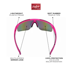 Rawlings Retro Vaporwave Baseball Shield Sunglasses Neon Pink Sunset -Jerseys Sales RAW R2210 PinkMatte 2 1