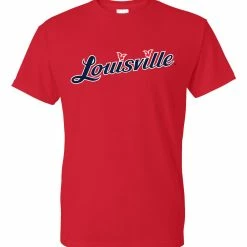 Louisville Bats Official Store Men's Short Sleeve Tee Louisville Script 5 Louisville Bats Official Store Men's Short Sleeve Tee Louisville Script -Jerseys Sales WordmarkT Shirt Red
