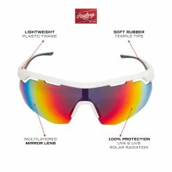 Guardian Baseball Rawlings Adult Sport Baseball Sunglasses Lightweight Stylish 100% UV Poly Lens (White/Rainbow) -Jerseys Sales a rawlings adultsport baseball sunglasses 10260972 whiterainbow info