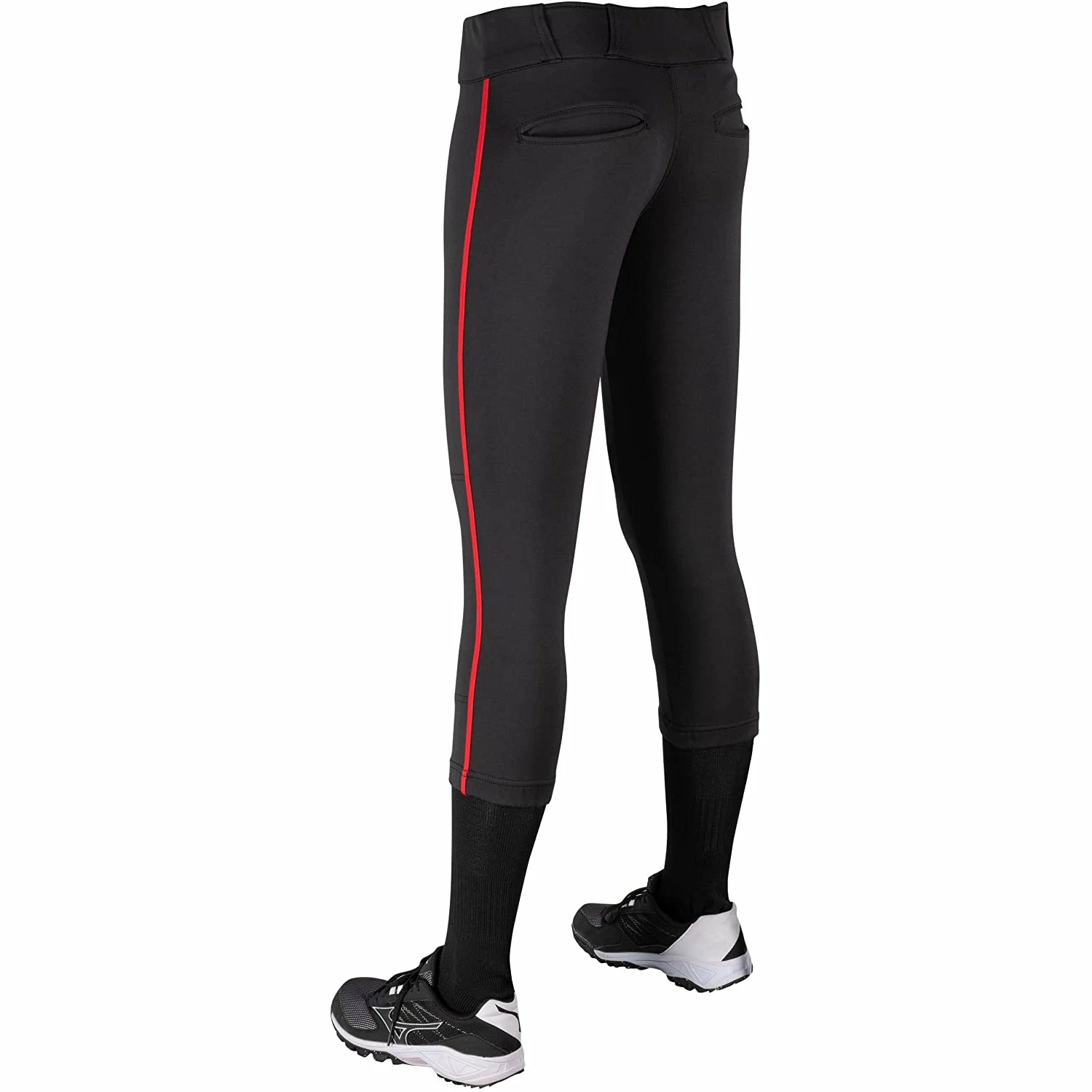 Champro Tournament Traditional Low Rise Girls Fastpitch Softball Pants W/ Braid (Black/Scarlet) 5 Champro Tournament Traditional Low Rise Girls Fastpitch Softball Pants W/ Braid (Black/Scarlet) - Image 3