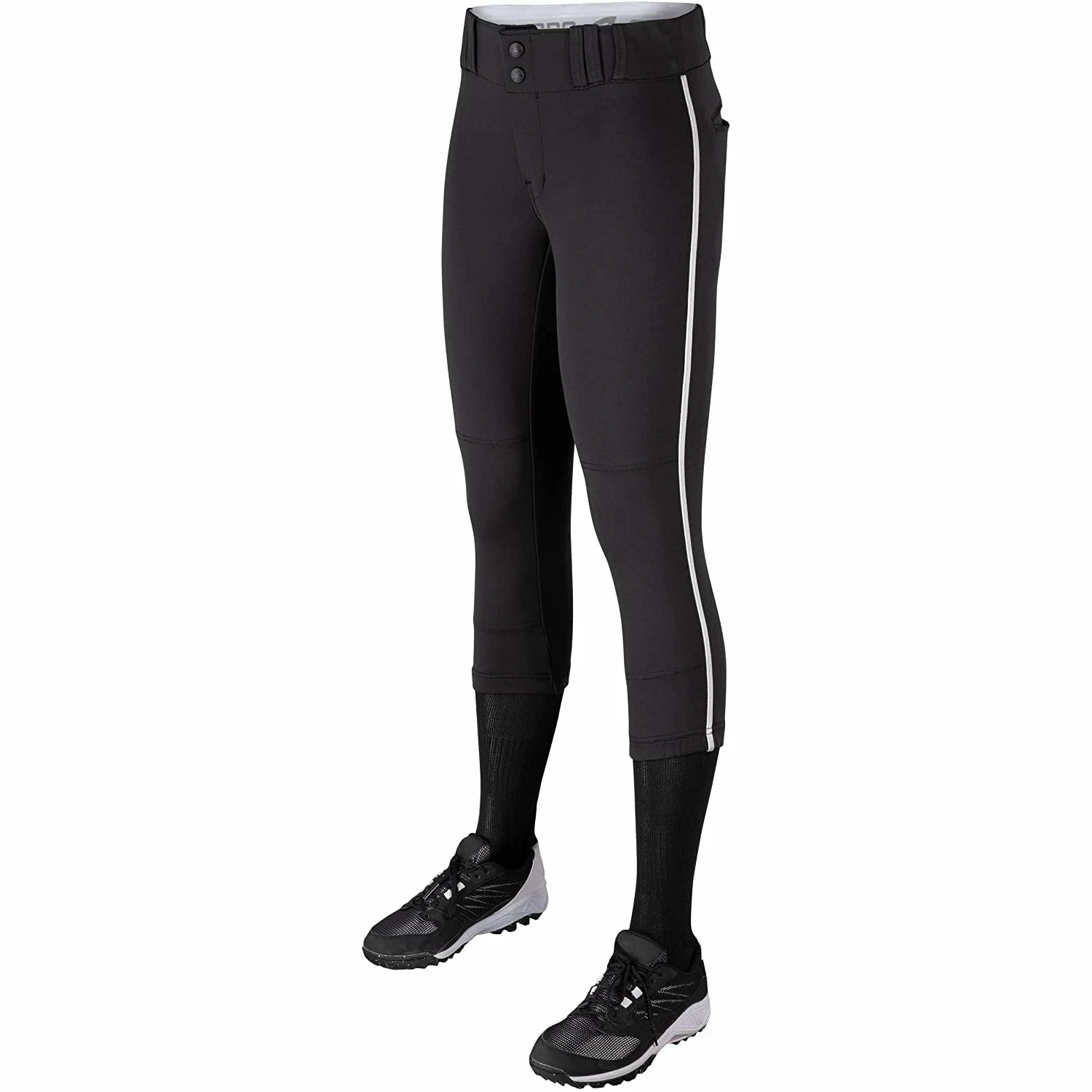 Champro Tournament Traditional Low Rise Girls Fastpitch Softball Pants W/ Braid (Black/White) 4 Champro Tournament Traditional Low Rise Girls Fastpitch Softball Pants W/ Braid (Black/White) - Image 2