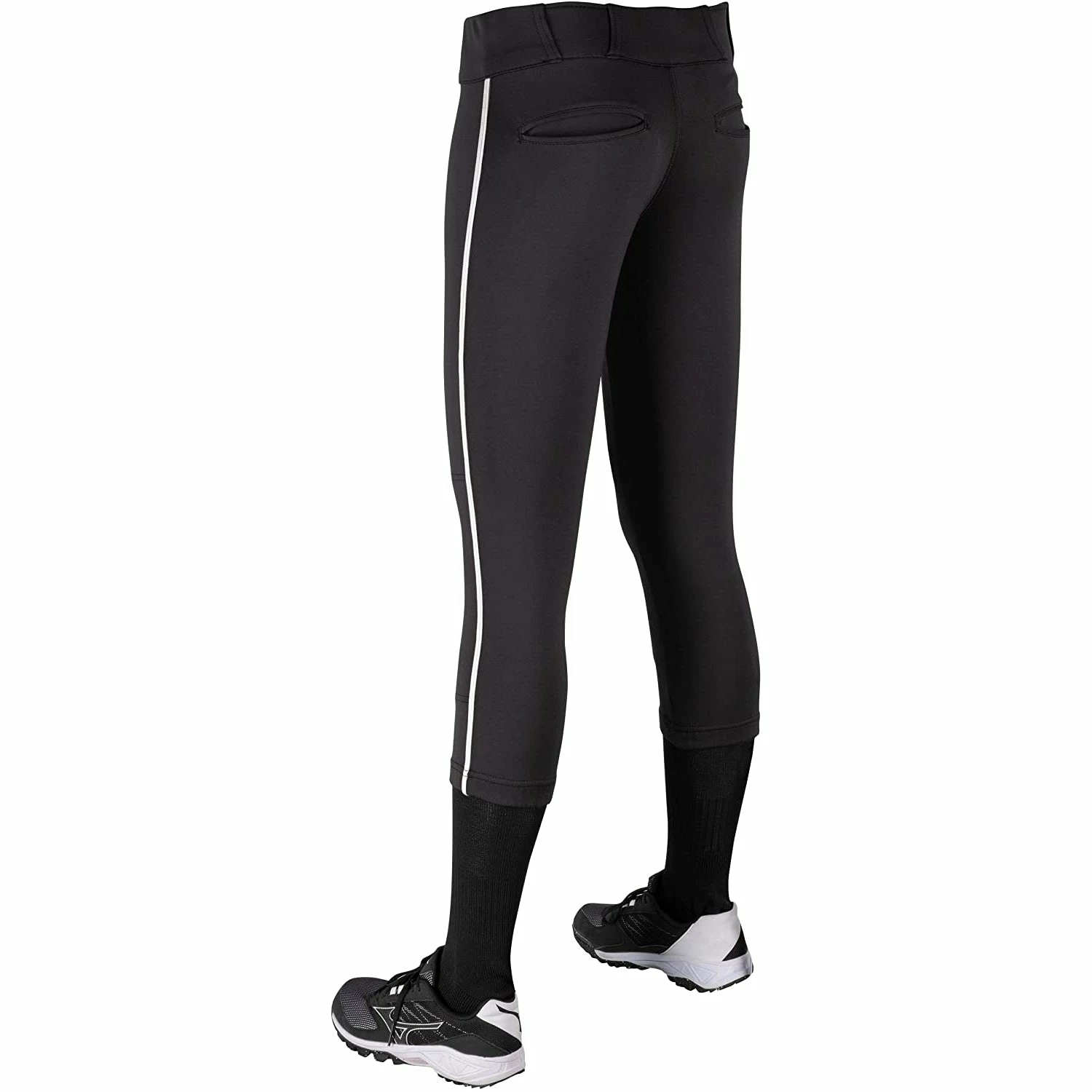 Champro Tournament Traditional Low Rise Girls Fastpitch Softball Pants W/ Braid (Black/White) 5 Champro Tournament Traditional Low Rise Girls Fastpitch Softball Pants W/ Braid (Black/White) - Image 3