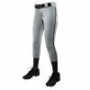 Champro Tournament Traditional Low Rise Womens Fastpitch Pants W/ Braid (Gray/Black) -Jerseys Sales champro tournament lowrise pants grybk 1