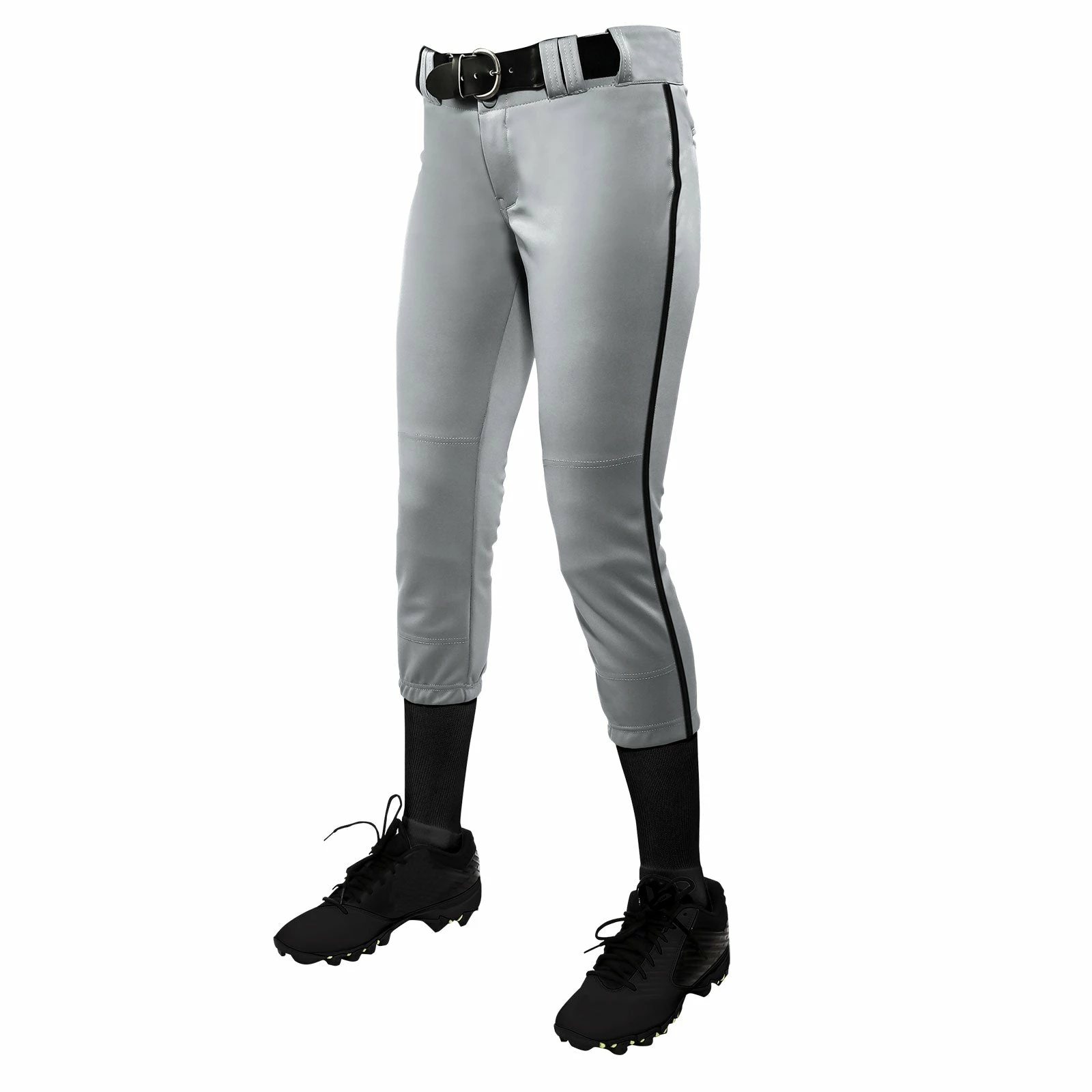 Champro Tournament Traditional Low Rise Girls Fastpitch Softball Pants W/ Braid (Gray/Black) 3 Champro Tournament Traditional Low Rise Girls Fastpitch Softball Pants W/ Braid (Gray/Black)