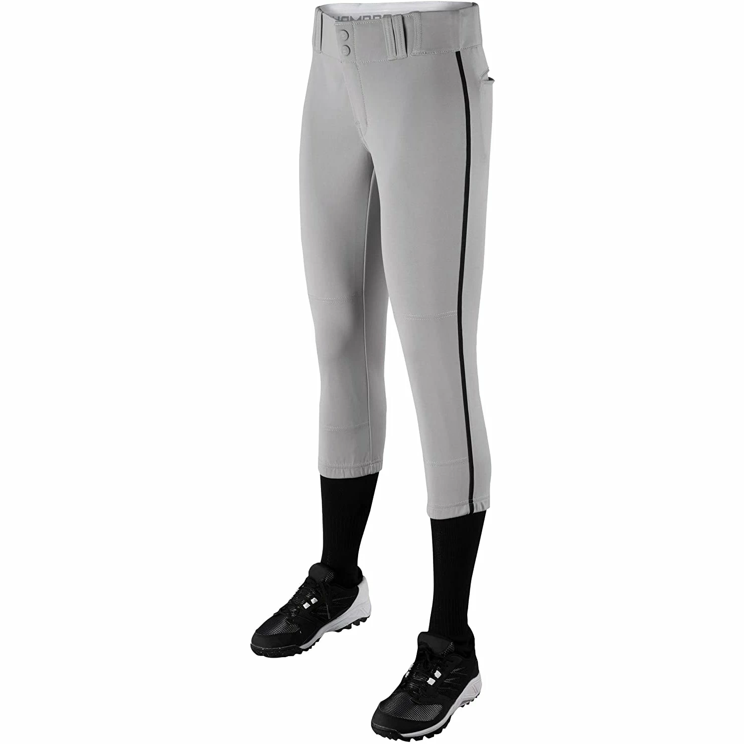 Champro Tournament Traditional Low Rise Girls Fastpitch Softball Pants W/ Braid (Gray/Black) 4 Champro Tournament Traditional Low Rise Girls Fastpitch Softball Pants W/ Braid (Gray/Black) - Image 2