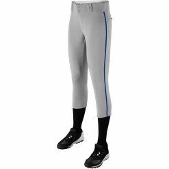Champro Tournament Traditional Low Rise Womens Fastpitch Pants W/ Braid (Gray/Royal) -Jerseys Sales champro tournament lowrise pants gryro 2