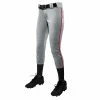 Champro Tournament Traditional Low Rise Womens Fastpitch Pants W/ Braid (Gray / Scarlet)
