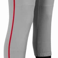 Champro Tournament Traditional Low Rise Womens Fastpitch Pants W/ Braid (Gray / Scarlet) -Jerseys Sales champro tournament lowrise pants grysc 4