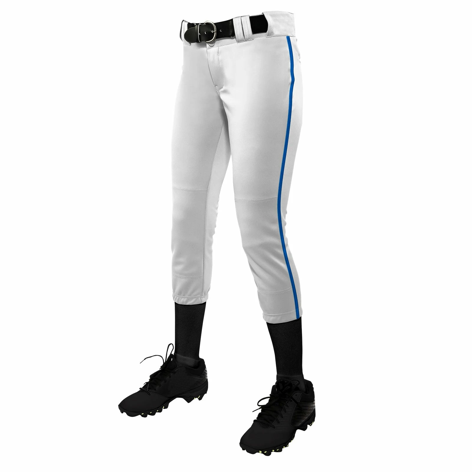 Champro Tournament Traditional Low Rise Girls Fastpitch Softball Pants W/ Braid (White/Royal) 3 Champro Tournament Traditional Low Rise Girls Fastpitch Softball Pants W/ Braid (White/Royal)