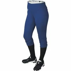 DeMarini Girls' Youth Sleek Pull-Up Yoga Style Softball Pants Fastpitch (Royal Blue)