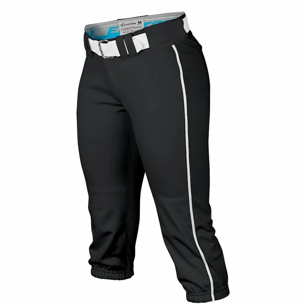 Easton Pro Fastpitch Women's Softball Piped Belt Loops Pants (Black/White) 3 Easton Pro Fastpitch Women's Softball Piped Belt Loops Pants (Black/White)