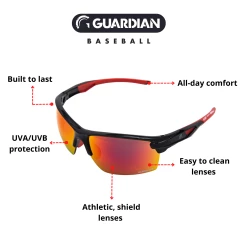 Guardian Baseball Diamond Ray Beams Adult Shield Sunglasses - Comes With Protective Case And Lens Cloth - Adult Unisex - Sports Sunglasses (Black/Red) -Jerseys Sales gb sungth6407 adult blkredmulti 1