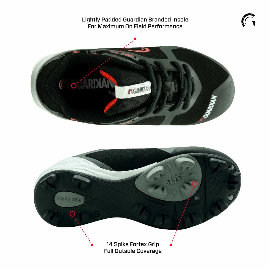 Guardian Baseball Guardian Blaze Boys Girls Little League Low Rubber Baseball Cleats (Black/Red) 5 Guardian Baseball Guardian Blaze Boys Girls Little League Low Rubber Baseball Cleats (Black/Red) - Image 3