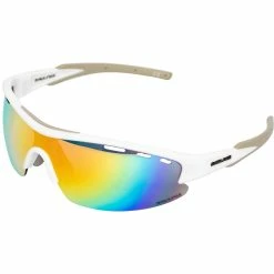 Rawlings Adult Shield Baseball Sunglasses Lightweight Sports Sun Glasses For Running, Softball, Rowing, Cycling (White/Gray)