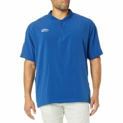 Rawlings Launch Short Sleeve Men's Cage Batting Practice Jacket (Royal)