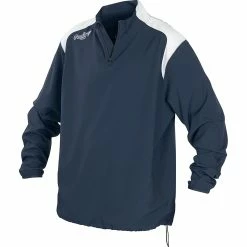 Rawlings Baseball Youth Boy's Long Sleeve Quarter-Zip Jacket (Navy)